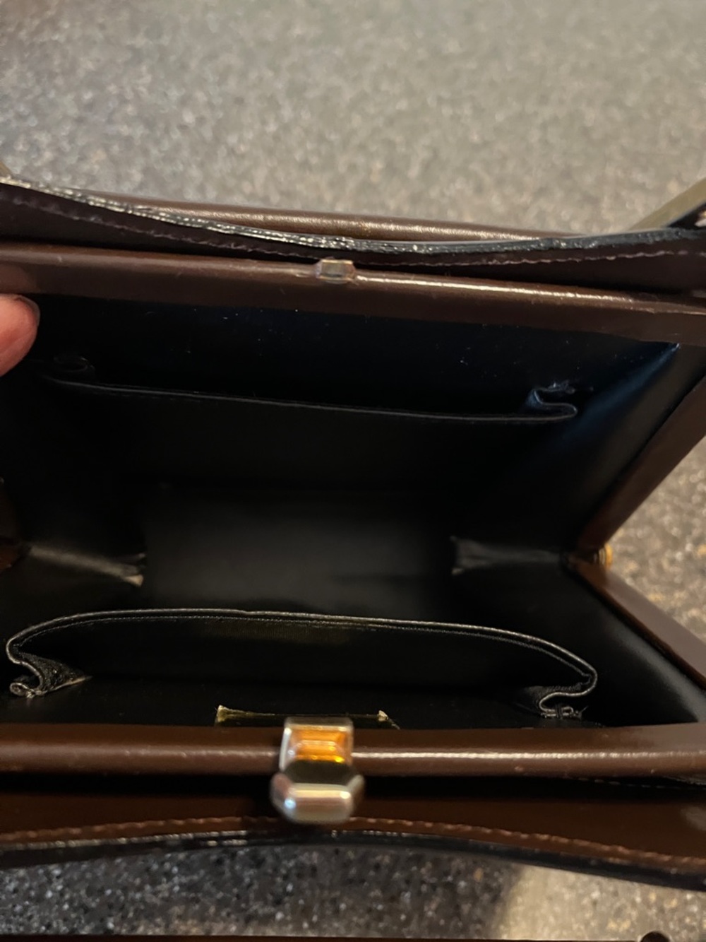 Vintage Lefcort Top-Handle Bag in Dark Brown with Gold Hardware - Picture 6 of 8